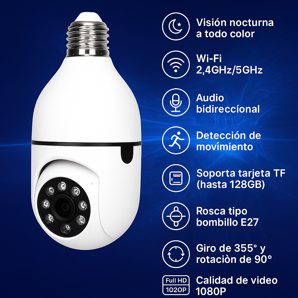 CAMARA INTELIGENTE CON VISION 360° - Seguridad garantizada y vision nitida.