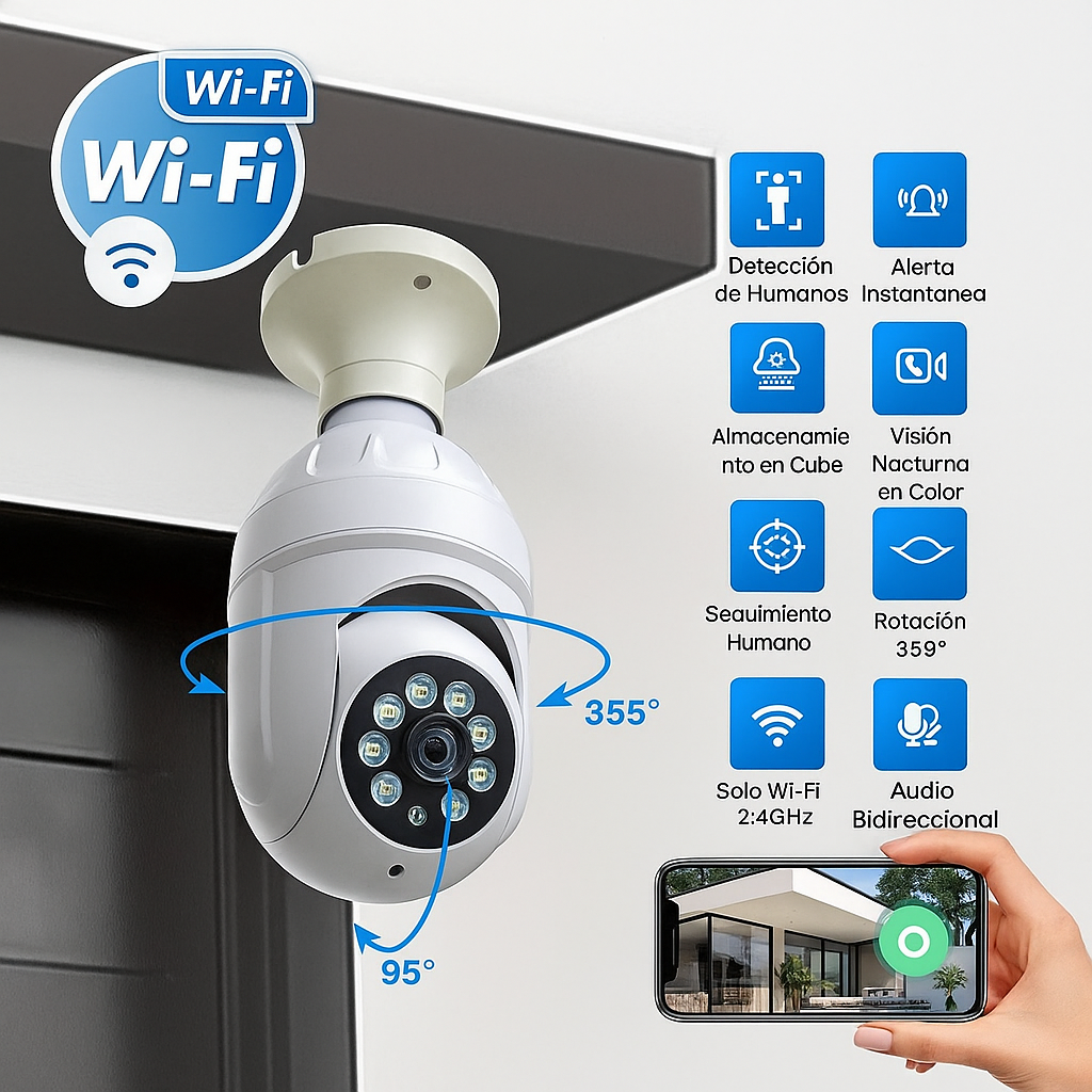 CAMARA INTELIGENTE CON VISION 360° - Seguridad garantizada y vision nitida.
