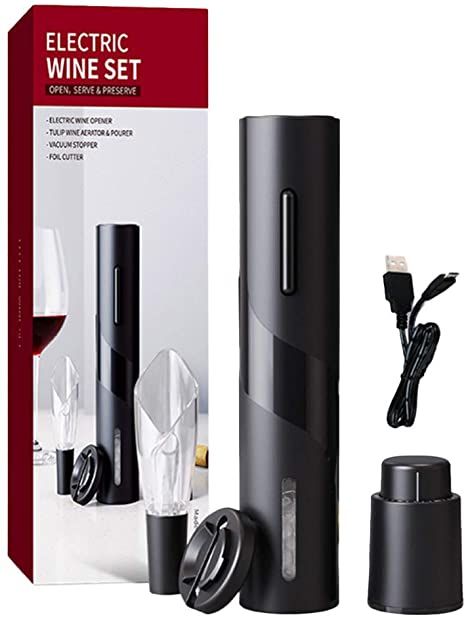 DESCORCHADOR DE VINOS CON ACCESORIOS - Elegancia y tecnologia en un solo corcho.