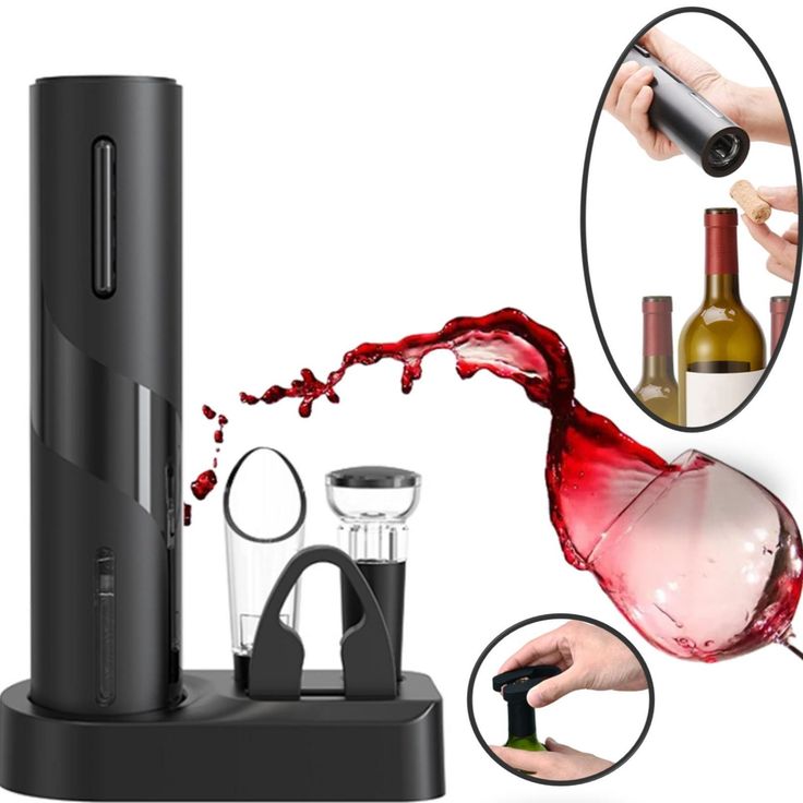 DESCORCHADOR DE VINOS CON ACCESORIOS - Elegancia y tecnologia en un solo corcho.