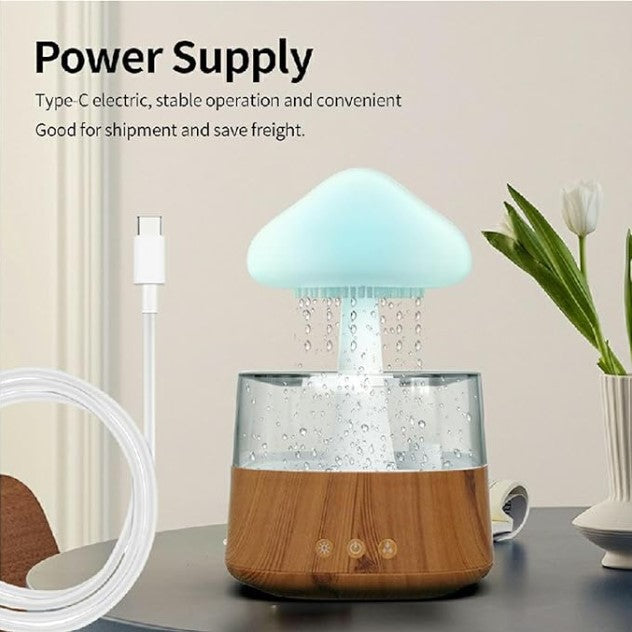 HUMIFICADOR DE AIRE TIPO LLUVIA CON LUCES LED - Crea un ambiente relajante y purificado en cualquier lugar.