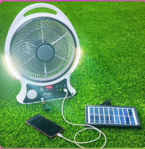 ABANICO RECARGABLE 14" SOLAR CON BOCINA - Olvidate del Calor, no le pares a los apagones !