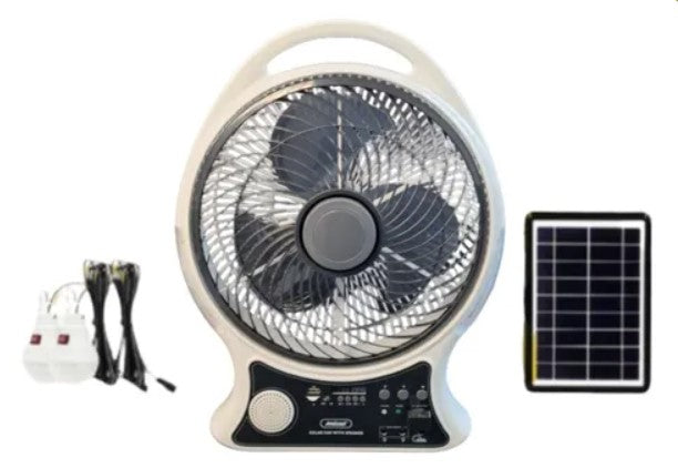 ABANICO RECARGABLE 14" SOLAR CON BOCINA - Olvidate del Calor, no le pares a los apagones !