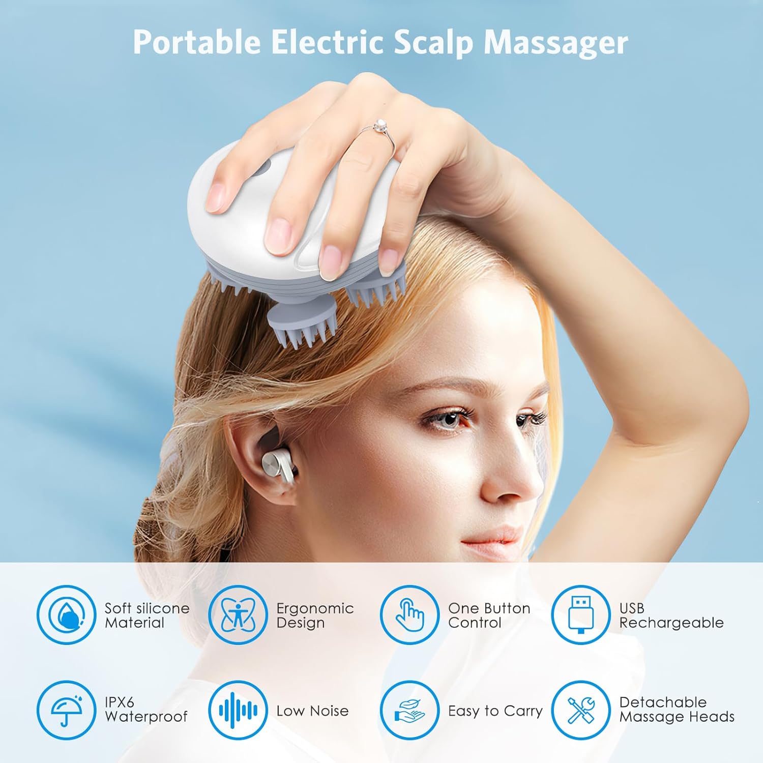 MASAJEADOR ELECTRICO CUERO CABELLUDO - Relaja tu mente, renueva tu cabello.